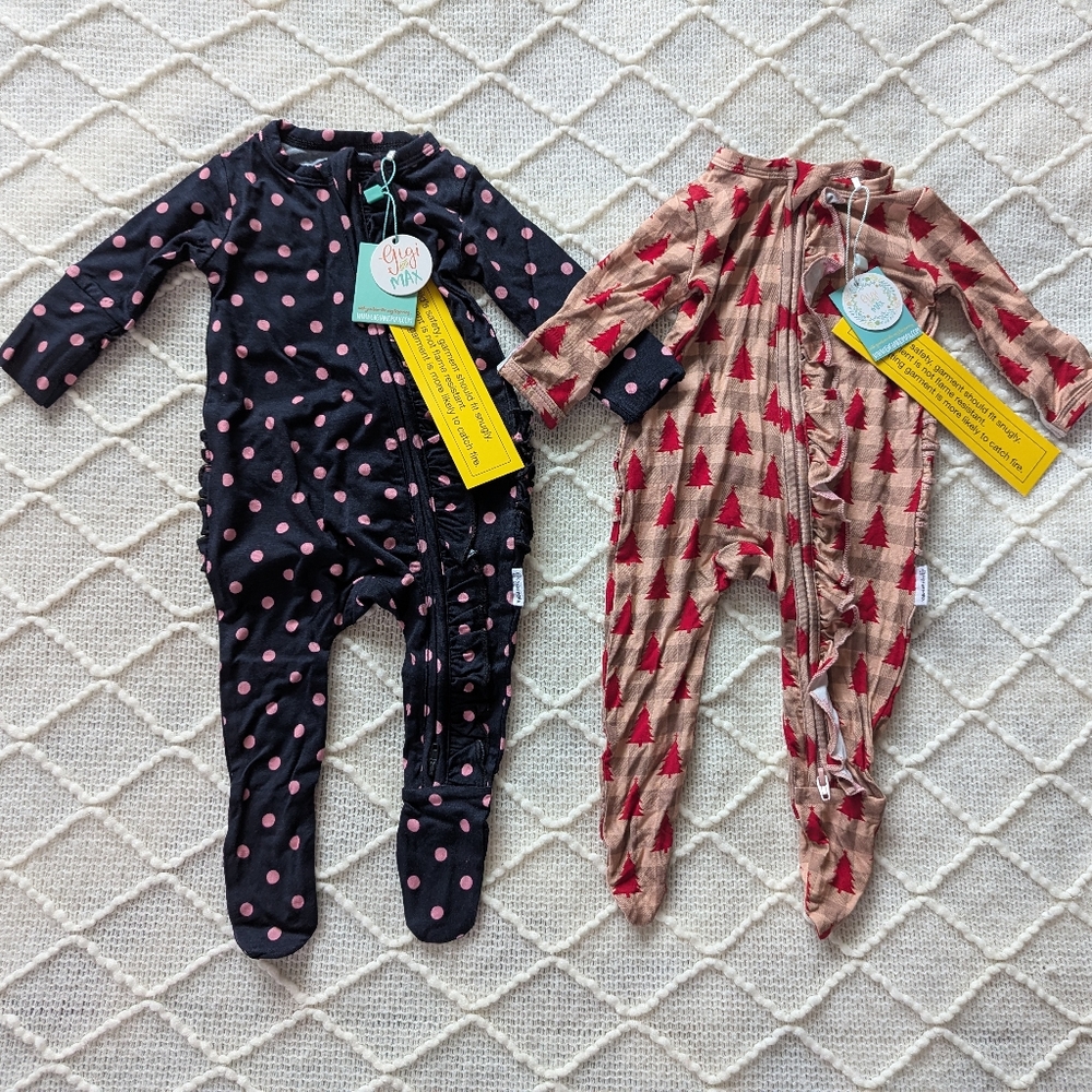 Polka Dot and Tree Print Kids One Pieces